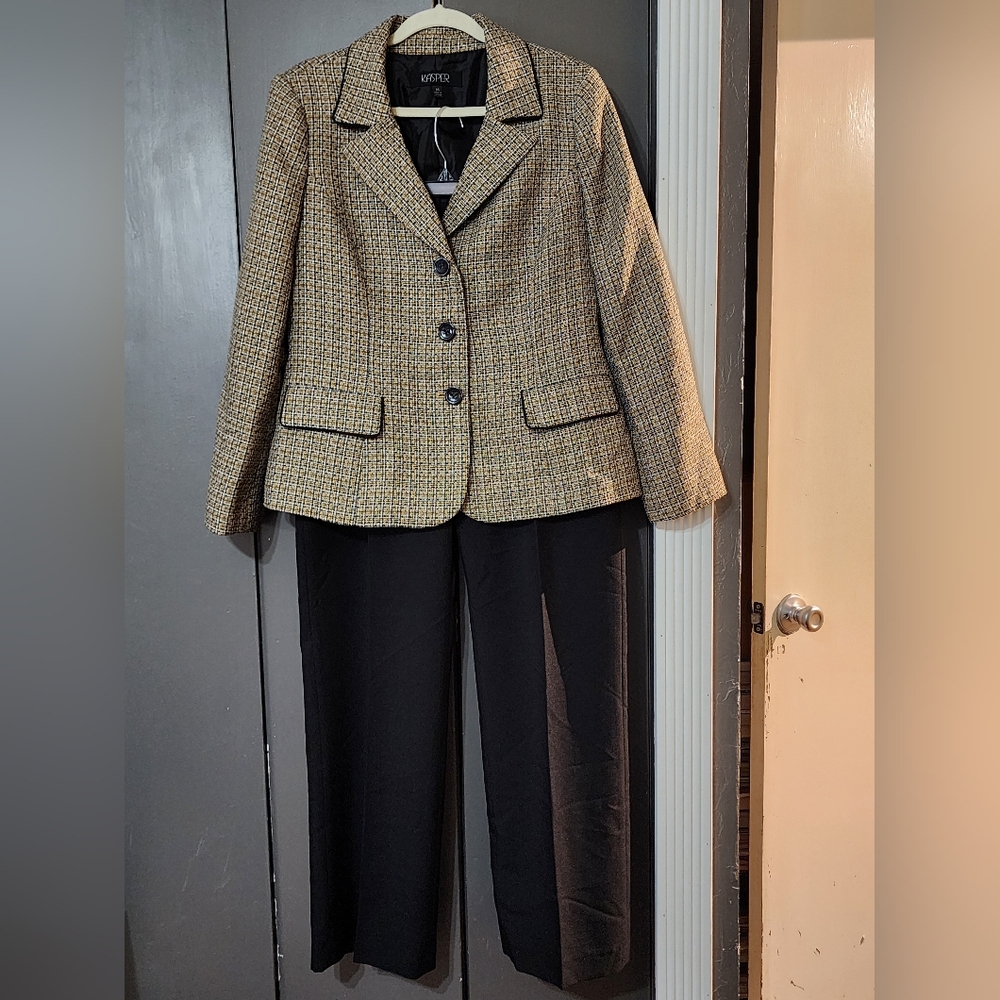 Kasper Black and Golden Yellow Suit